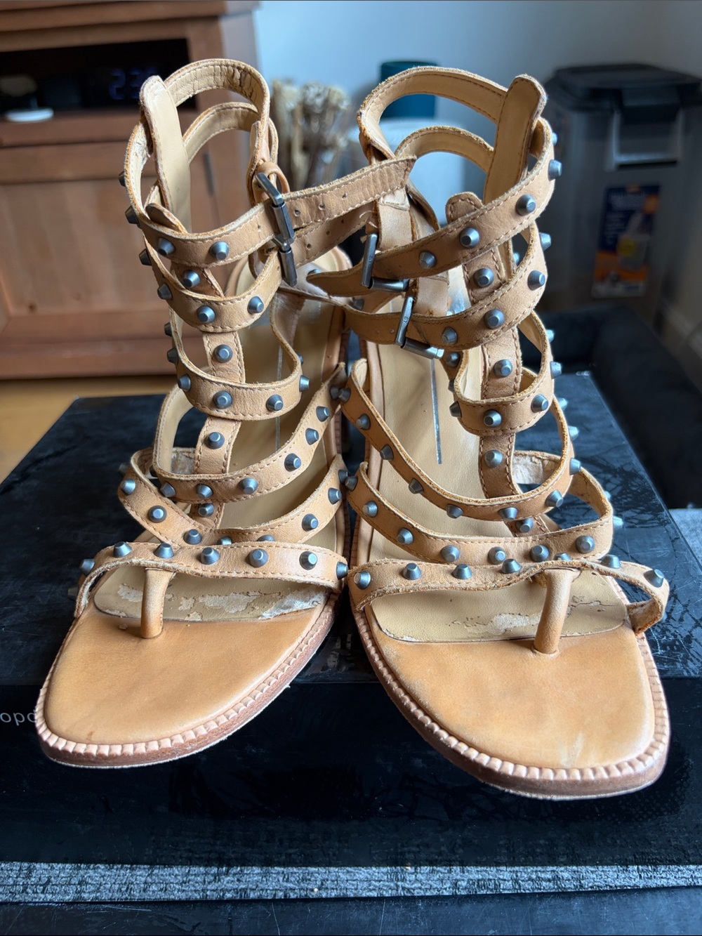 Dolce Vita Tan Multi-Strap Studded Gladiator Sandals